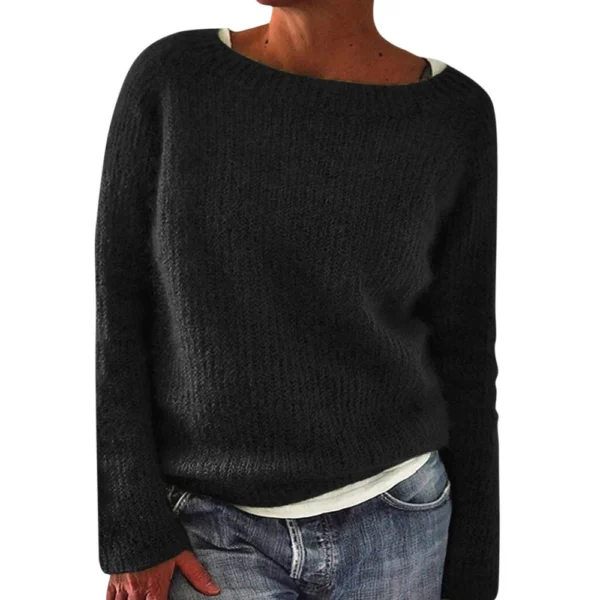 Women's Fashionable Casual Solid Color Round Neck Pullover Loose Long Sleeved - Image 17