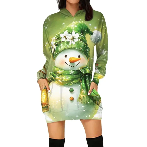 Ladies' Loose Casual Pocket Long Sleeved Hoodie Christmas Printed Sweatshirt - Image 23