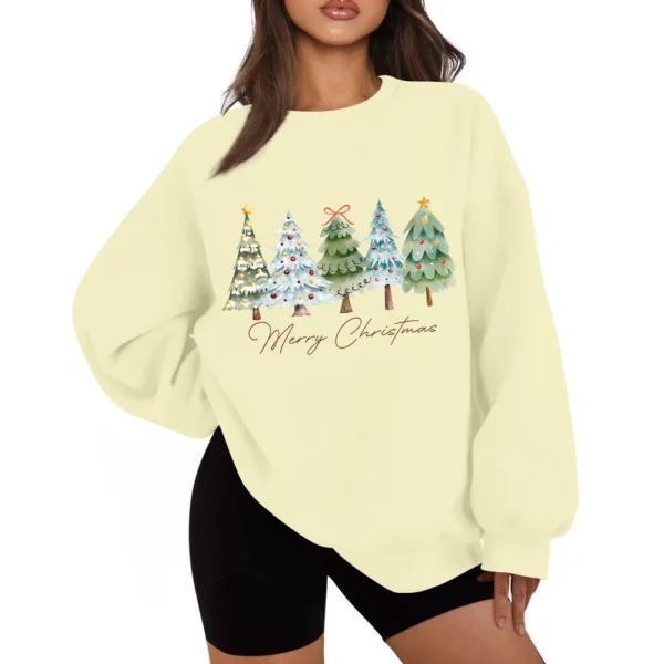 Women's Casual Fashion Long Sleeve Christmas Print Round Neck Sweatshirt Top - Image 10