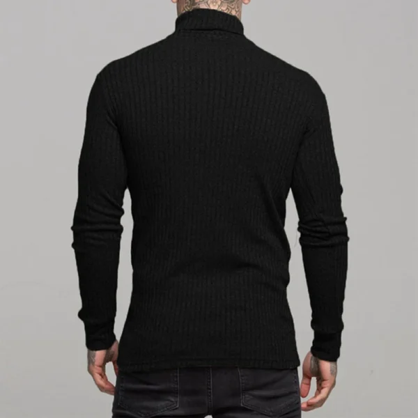 Men's Winter Solid Color Striped Casual Tops Long Sleeve Round Neck Sweatshirt - Image 8