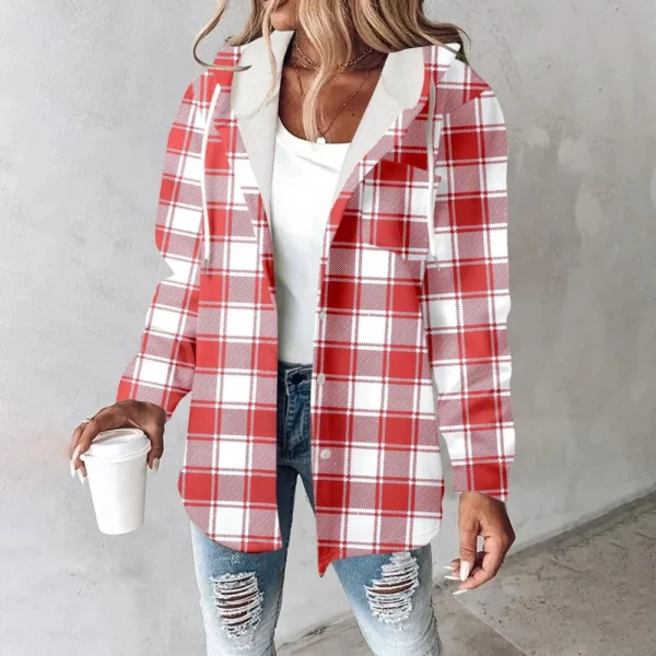 Fleece Hoodies For Women Warm Print Sweatshirt Button Lined Drawstring Hooded - Image 52
