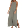 Women's Fashion Casual Loose Cotton Linen Split Sleeveless  Dresses - Image 14