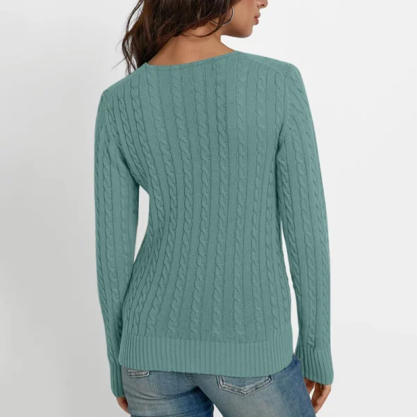 Women's Cable Knit V Neck Sweater Lightweight Soft Pullover Sweaters - Image 12