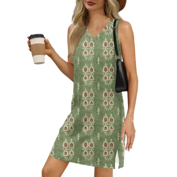 Women's V-neck Summer Casual Beach Vacation Women's Sleeveless Vintage Print - Image 14