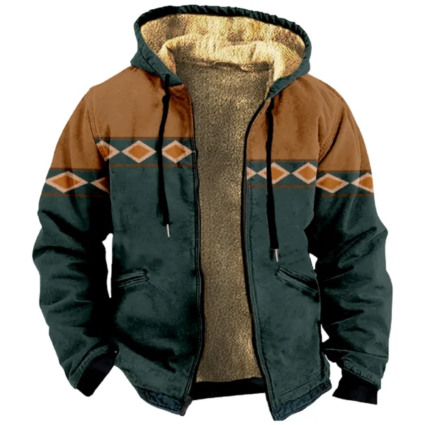 Men's Winter Print Jacket Men's Casual Trend Zipper Hooded Jacket - Image 14