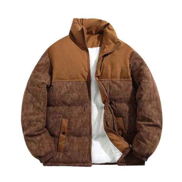Mens Casual Outdoor Pocket Solid Color Fashion Cotton-Padded Jacket - Image 20