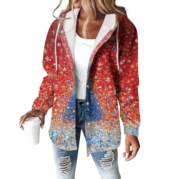 Women's Coat Casual And Fashionable Composite Thick And Warm Printed Hooded - Image 9