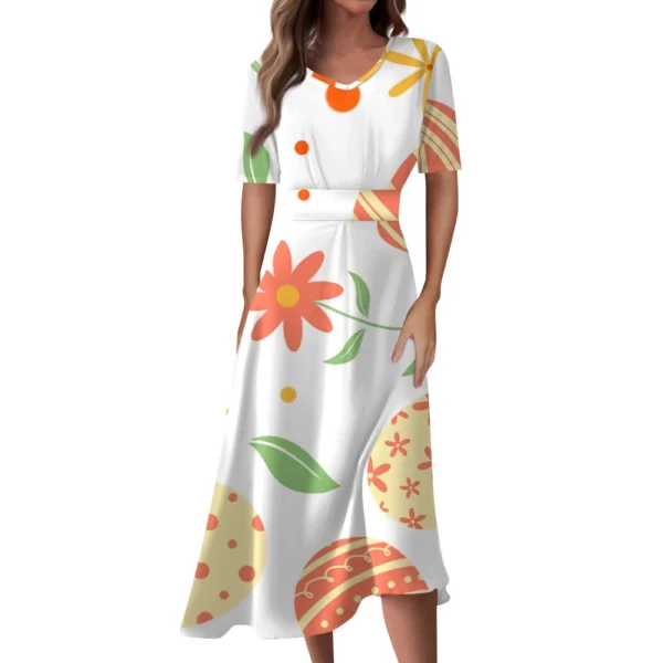 Women's Easter Loose Casual Sundresses Dresses Fashion Summer Printed Dress - Image 4