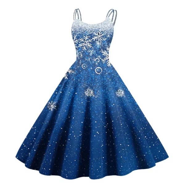 Women's Christmas Fashion Strapless Punk Printed Gothic Cocktail Dress Sexy - Image 11