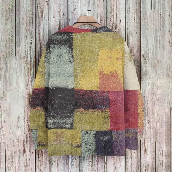 Men'S Printed Synthetic Sweater Round Neck Sportswear Loose Long Sleeved Top - Image 10