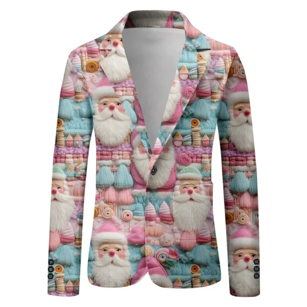Unisex Winter Christmas Prints Suit Jackets Unisex Casual Fashion Button Jackets - Image 2