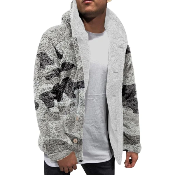 Men'S Winter Zipper Hooded Fleece Sweatshirt With Patch Pocket Casual Jacket - Image 3