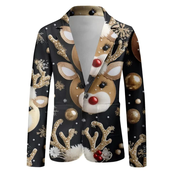 Unisex Winter Christmas Prints Suit Jackets Unisex Casual Fashion Button Jackets - Image 14