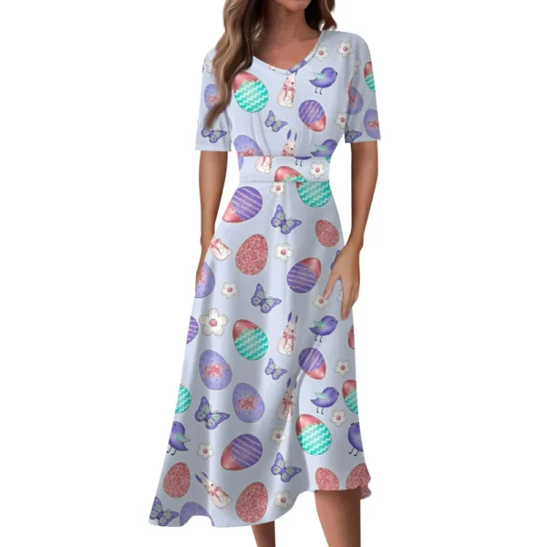 Women's Casual Fashion Dresses Summer Loose Easter Printed Sundresses Dress - Image 26