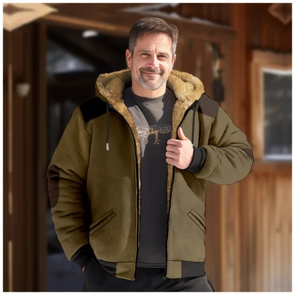 Men's Winter Print Jacket Men's Casual Trend Zipper Hooded Jacket - Image 15