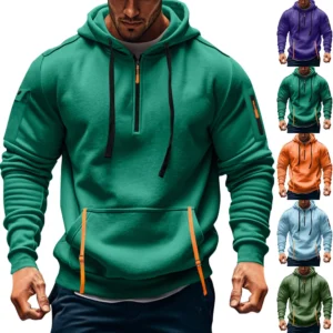 Men's Sweatshirt Hoodie Zipper Arm Pocket Cardigan Men's Sports Large Size