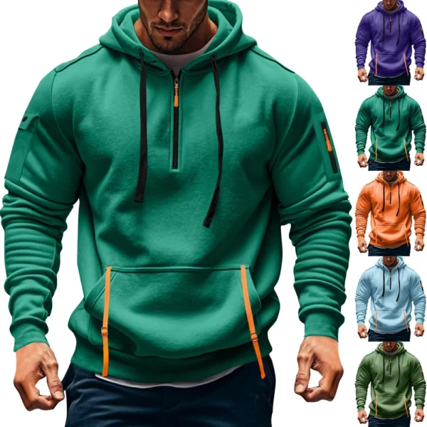 Men's Sweatshirt Hoodie Zipper Arm Pocket Cardigan Men's Sports Large Size