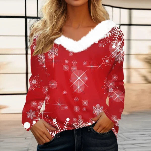 Long Sleeve Shirts For Women Cute Tops Christmas Prints Tees  Blouses Casual - Image 28