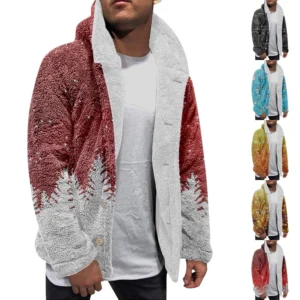 Men'S Winter Zipper Hooded Fleece Sweatshirt With Patch Pocket Casual Jacket