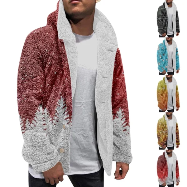 Men'S Winter Zipper Hooded Fleece Sweatshirt With Patch Pocket Casual Jacket