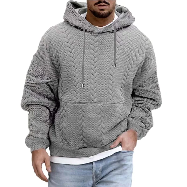 Men's Plus-size Casual Coat Hoodie Long Sleeve Knit Man - Image 5