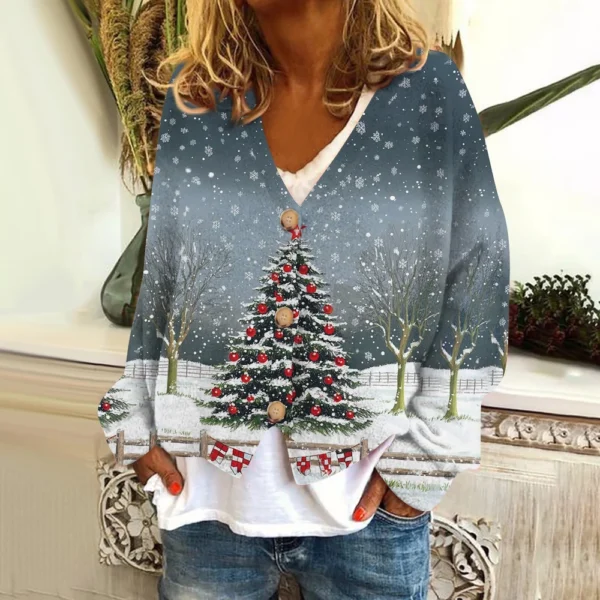 Women's Fashion Short Coat Casual Long Sleeve Printed Single Breasted Plush Top - Image 28