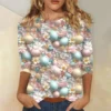Women's Printed Tops Plus Size Casual Easter Basic Fashion 3/4 Sleeve Pullover - Image 31