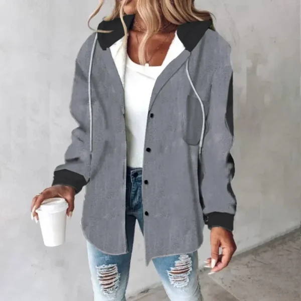 Fleece Hoodies For Women Warm Print Sweatshirt Button Lined Drawstring Hooded - Image 28