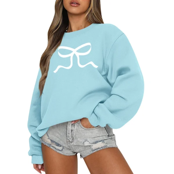 Women's Colorblock Sweatshirt Long Sleeve Round Neck Casual Comfortable Loose - Image 32