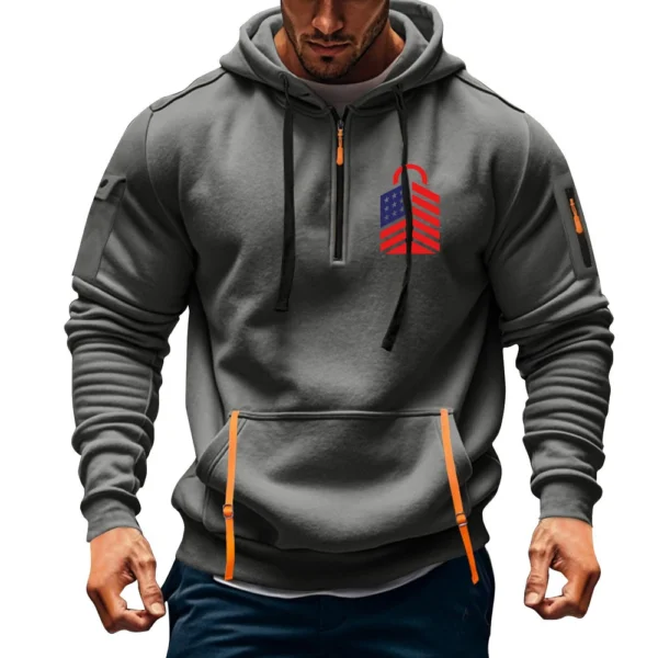 Men's Printed Sweatshirt Hoodie Zipper Arm Pocket Cardigan Men's Sports Large - Image 19