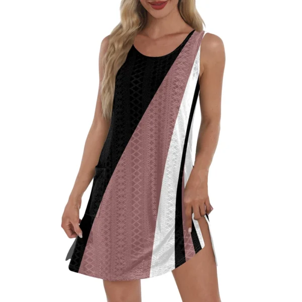 Women's Casual Sundress With Pockets Summer Boho Beach Dress T-Shirts Dress V - Image 38