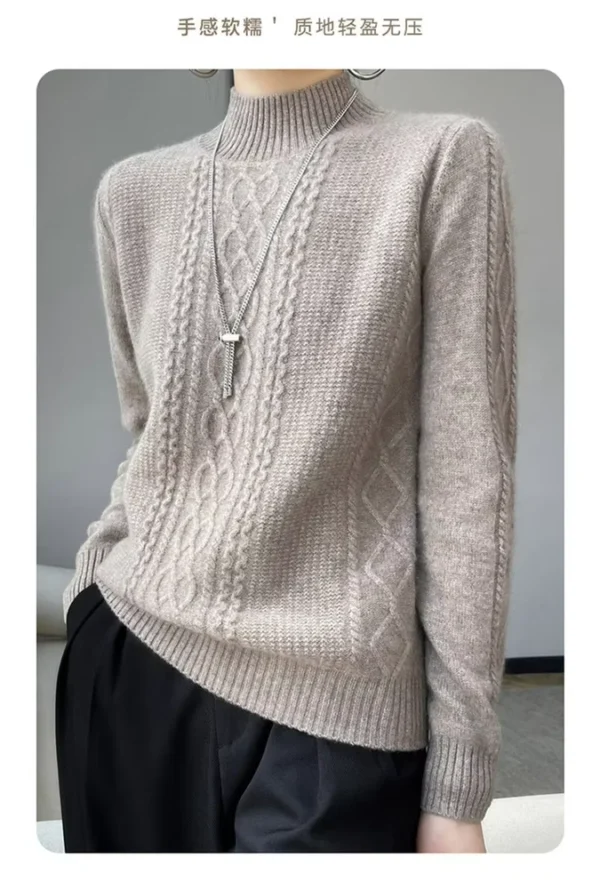 Cashmere Pullover Damen Pink Women Turtleneck Sweater - Image 11