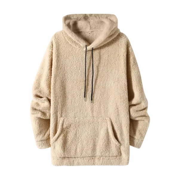 Men's Side Seam Pocket Hooded Lapel Solid Color Double-sided Velvet Hooded Long - Image 5