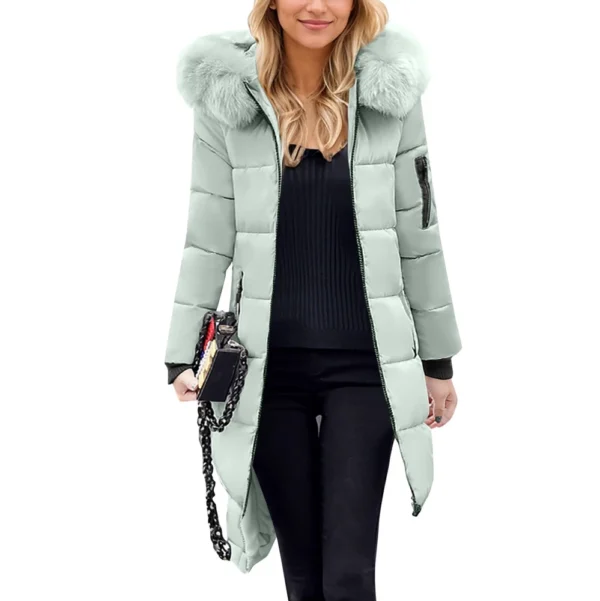 Women's Casual Warm Versatile Large Collar Solid Color Thickened Cotton Coat - Image 7