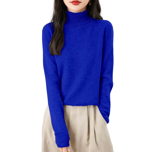 Women's Fashion Turtleneck Pullover Long Sleeve Loose Bottom Knit Sweater - Image 41