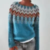 Women's Fashionable Casual Printed Round Neck Pullover Loose Long Sleeved - Image 34