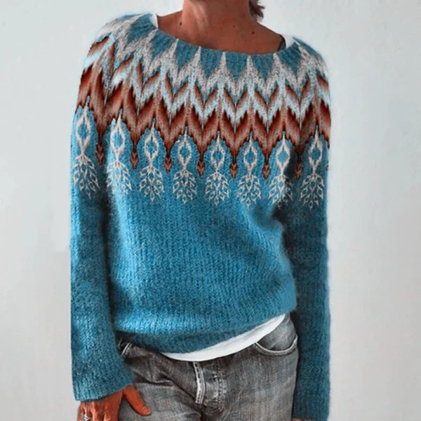 Women's Fashionable Casual Printed Round Neck Pullover Loose Long Sleeved - Image 34
