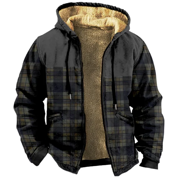 Men's Winter Print Jacket Men's Casual Trend Zipper Hooded Jacket - Image 20