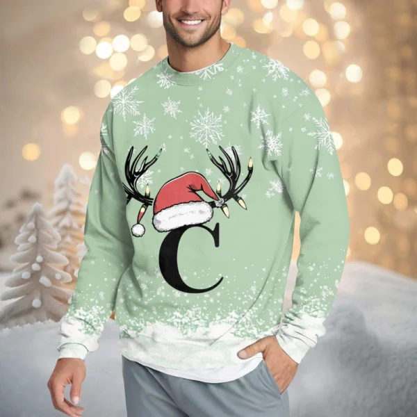Men's Casual Fashion Comfortable Christmas Printed Round Neck Pullover - Image 34