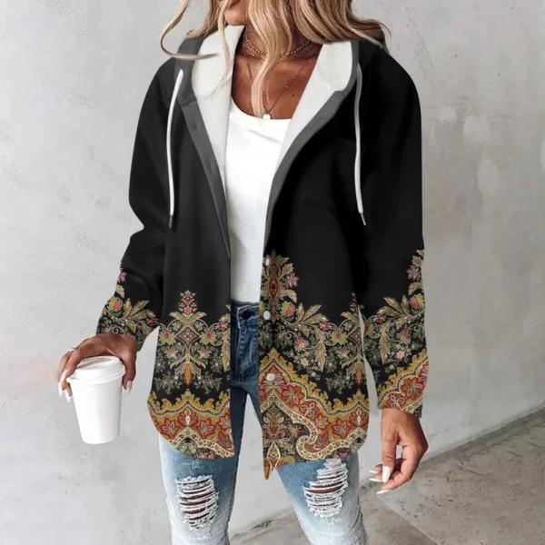 Women's Coat Casual And Fashionable Composite Thick And Warm Printed Hooded - Image 13