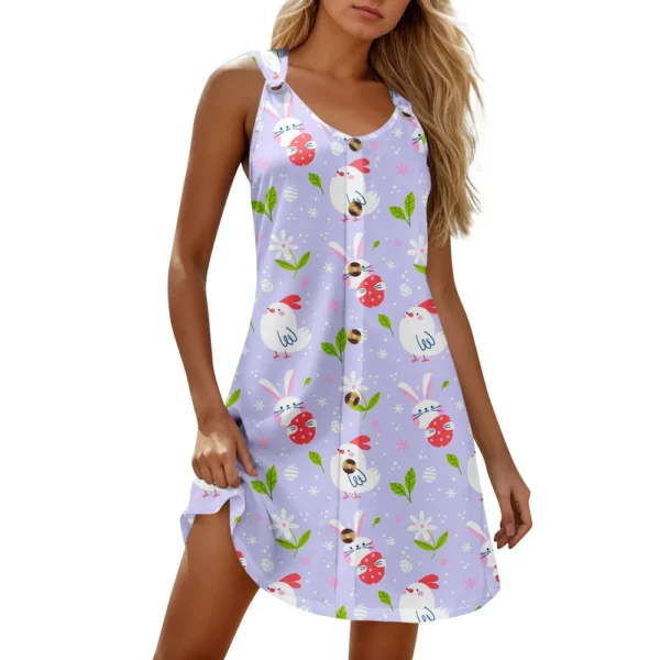 Women's Printed Easter Dresses Casual Sundresses Summer Fashion Loose Dress - Image 23