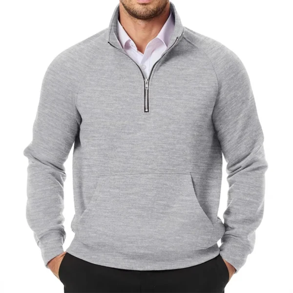 Sports Casual Hoodie Long Sleeve 1/4 Zip Coat For Men - Image 5