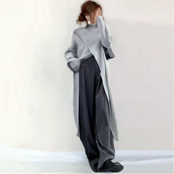Split knit mid-length sweater for women - Image 10