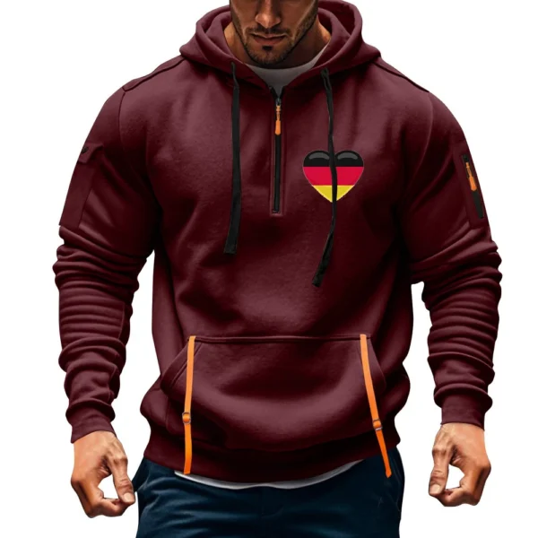 Men's Printed Sweatshirt Hoodie Zipper Arm Pocket Cardigan Men's Sports Large - Image 30