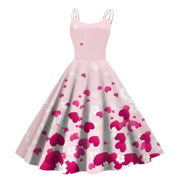 Christmas Ladies Casual Fashion Flower Print Sexy Off Shoulder Punk Retro Skirt - Image 26