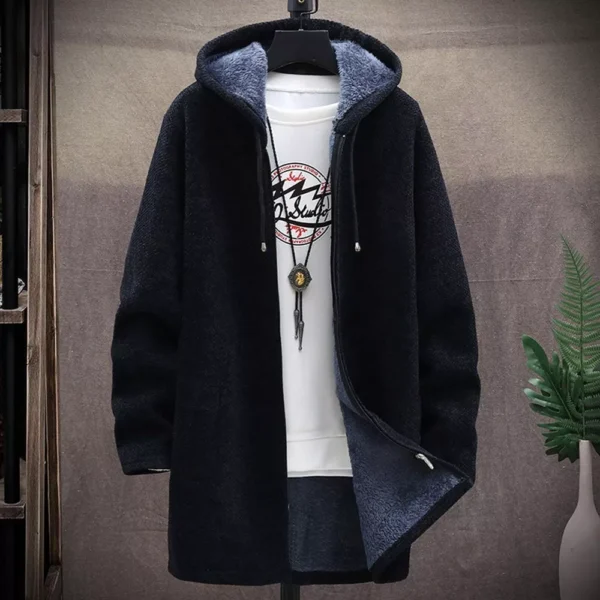 Winter Coat Men's Sweater Knit Sweater Cardigan Men's Hoodie Plus Fleece - Image 11