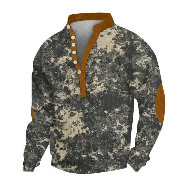 Men's Print Plush Warm Coat Fleece Sweater Casual Coat Pocket Sweater Winter - Image 20