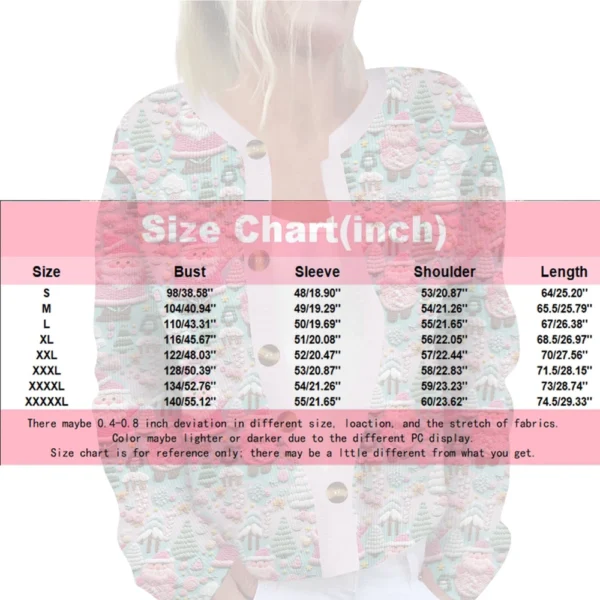 Women's Fashion Long Sleeve Christmas Snowman Snowflake Print Jacket Cardigan - Image 36