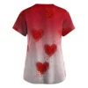 Women's Valentine's Day Printed  Uniform Work Uniform V-Neck Pocket Protective - Image 9