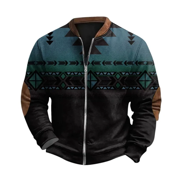 Men'S Retro Casual Sportswear With Open Zipper Sweatshirt Jacket - Image 5